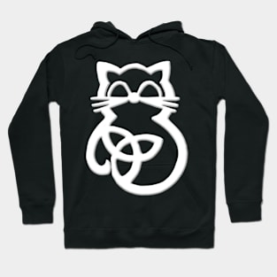 White Trinity Knot Celtic Cat Hoodie